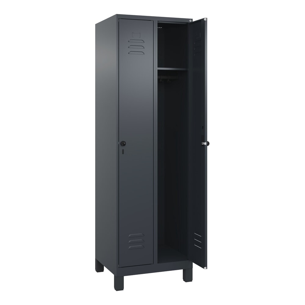 C+P Spind Classic PLUS, Füße, 2 Abteile, HxBxT 1.950 x 600 x 500 mm, anthrazitgrau, anthrazitgrau, für Vorhängeschloss, ohne Mitteltrennwand Produktabbildung Nr. 1: C+P Spind Classic PLUS, Füße, 2 Abteile, HxBxT 1.950 x 600 x 500 mm, anthrazitgrau, anthrazitgrau, für Vorhängeschloss, ohne Mitteltrennwand