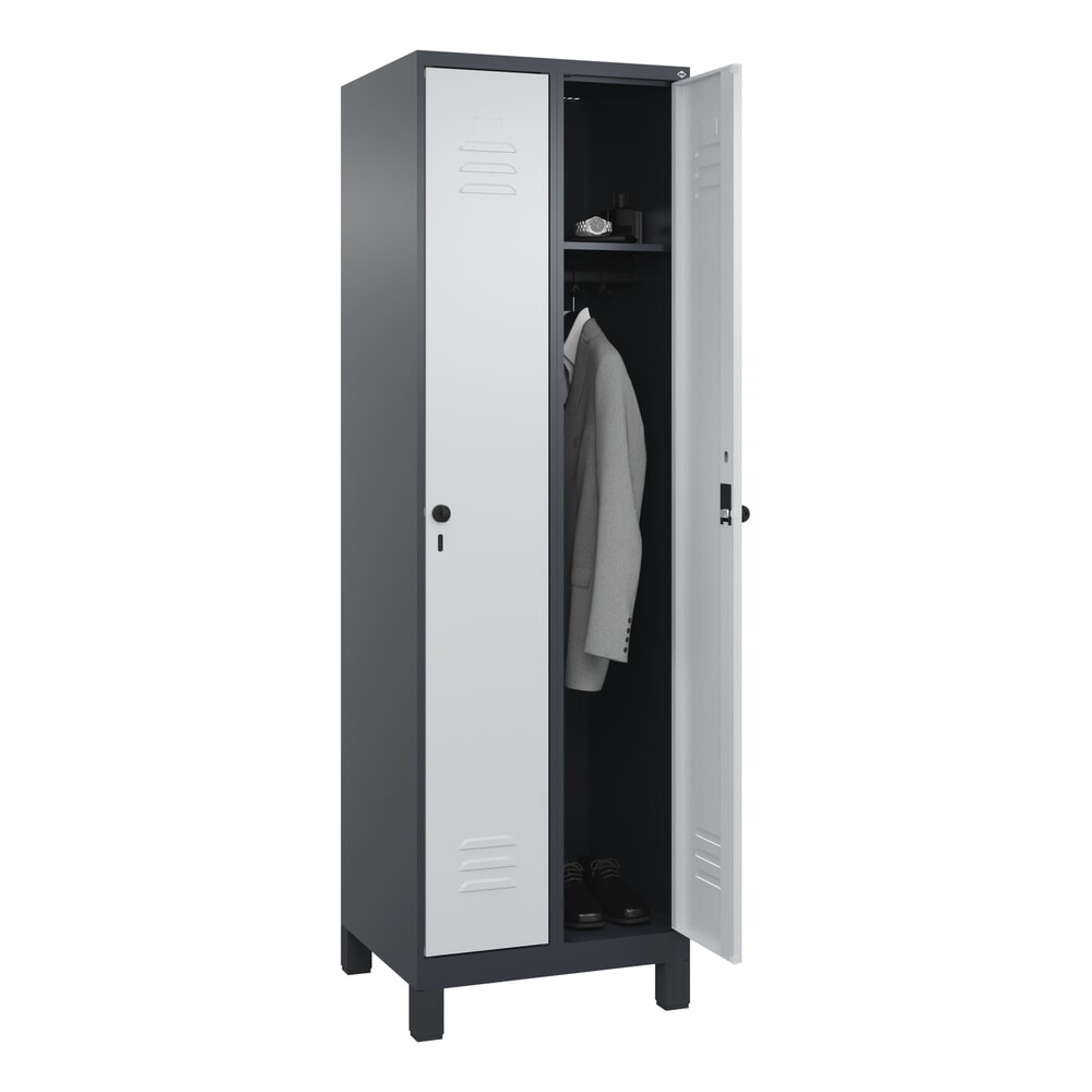 C+P Spind Classic PLUS, Füße, 2 Abteile, HxBxT 1.950 x 600 x 500 mm, anthrazitgrau, lichtgrau, für Vorhängeschloss, ohne Mitteltrennwand Produktabbildung Nr. 10: C+P Spind Classic PLUS, Füße, 2 Abteile, HxBxT 1.950 x 600 x 500 mm, anthrazitgrau, lichtgrau, für Vorhängeschloss, ohne Mitteltrennwand