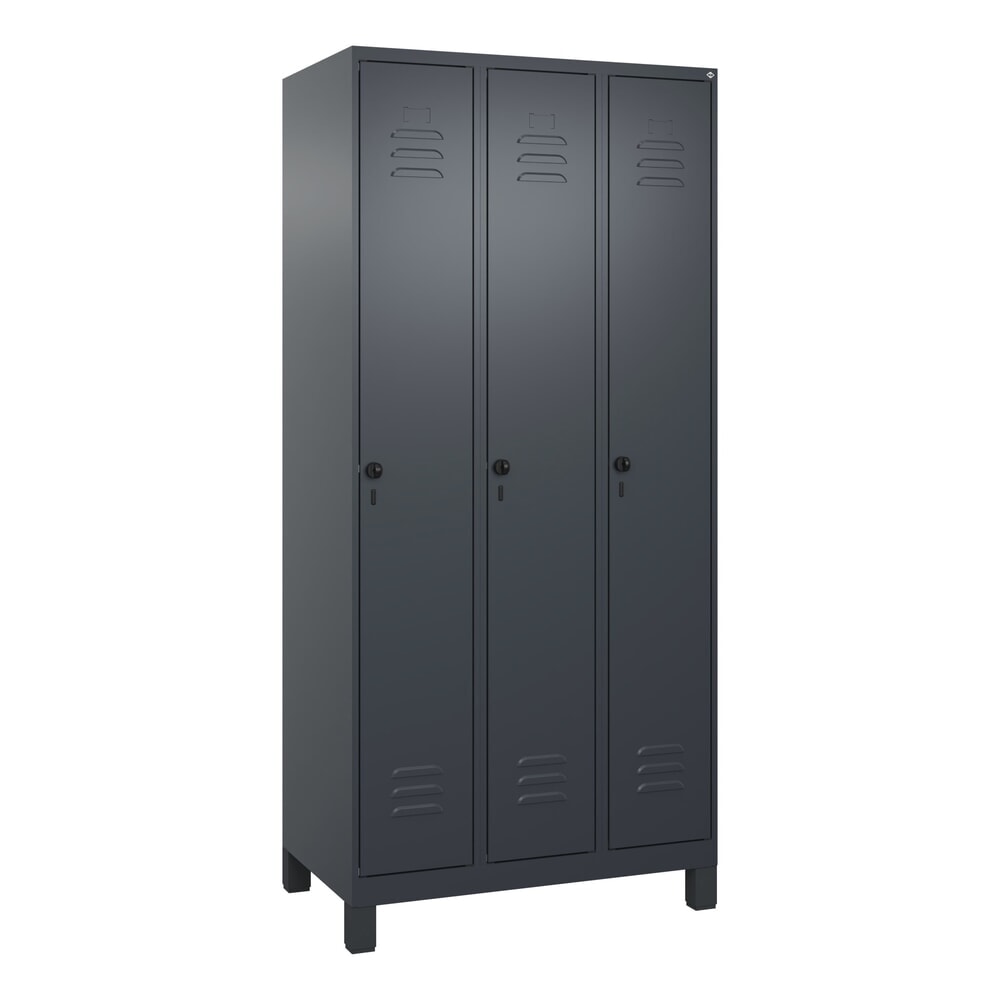 Produktabbildung Nr. 9: C+P Spind Classic PLUS, Füße, 3 Abteile, HxBxT 1.950 x 900 x 500 mm, anthrazitgrau, anthrazitgrau, für Vorhängeschloss, ohne Mitteltrennwand
