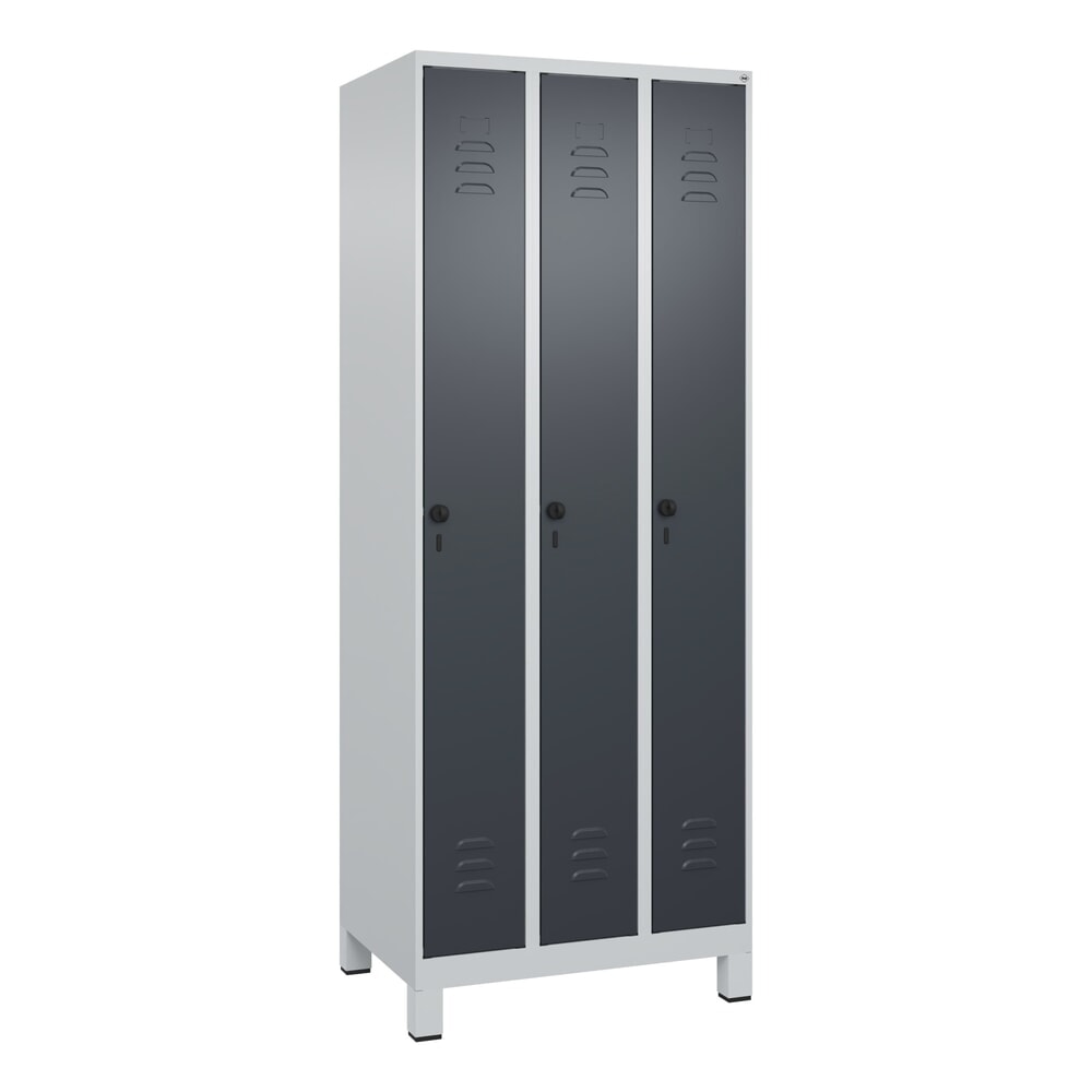 Produktabbildung Nr. 9: C+P Spind Classic PLUS, Füße, 3 Abteile, HxBxT 1.950 x 750 x 500 mm, lichtgrau, anthrazitgrau, für Vorhängeschloss, ohne Mitteltrennwand