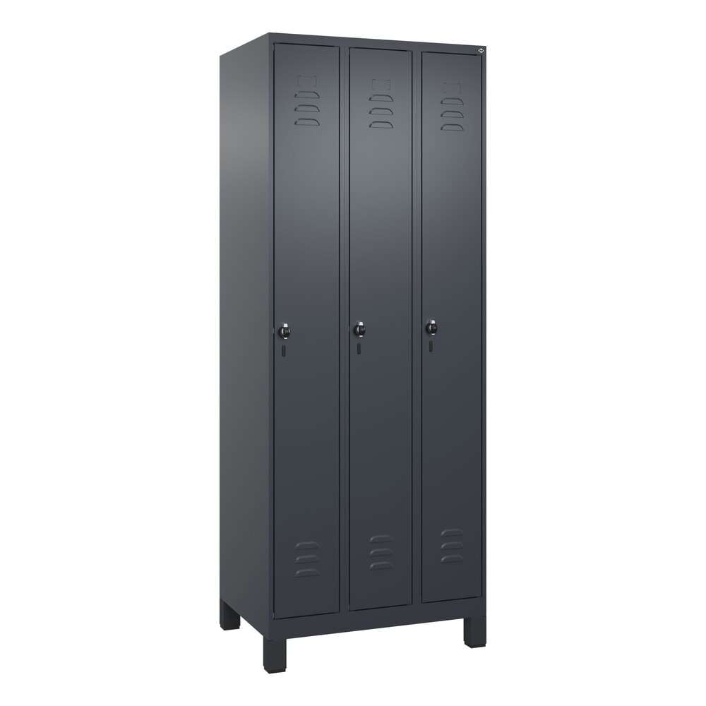 Produktabbildung Nr. 9: C+P Spind Classic PLUS, Füße, 3 Abteile, HxBxT 1.950 x 750 x 500 mm, anthrazitgrau, anthrazitgrau, für Vorhängeschloss, ohne Mitteltrennwand