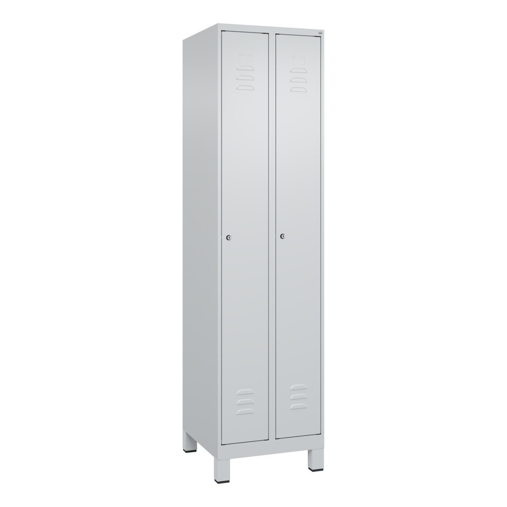 Produktabbildung: C+P Spind Classic PLUS, Füße, 2 Abteile, HxBxT 1.950 x 500 x 500 mm, lichtgrau, lichtgrau, Zylinderschloss, ohne Mitteltrennwand