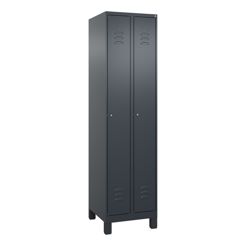 Produktabbildung: C+P Spind Classic PLUS, Füße, 2 Abteile, HxBxT 1.950 x 500 x 500 mm, anthrazitgrau, anthrazitgrau, Zylinderschloss, ohne Mitteltrennwand
