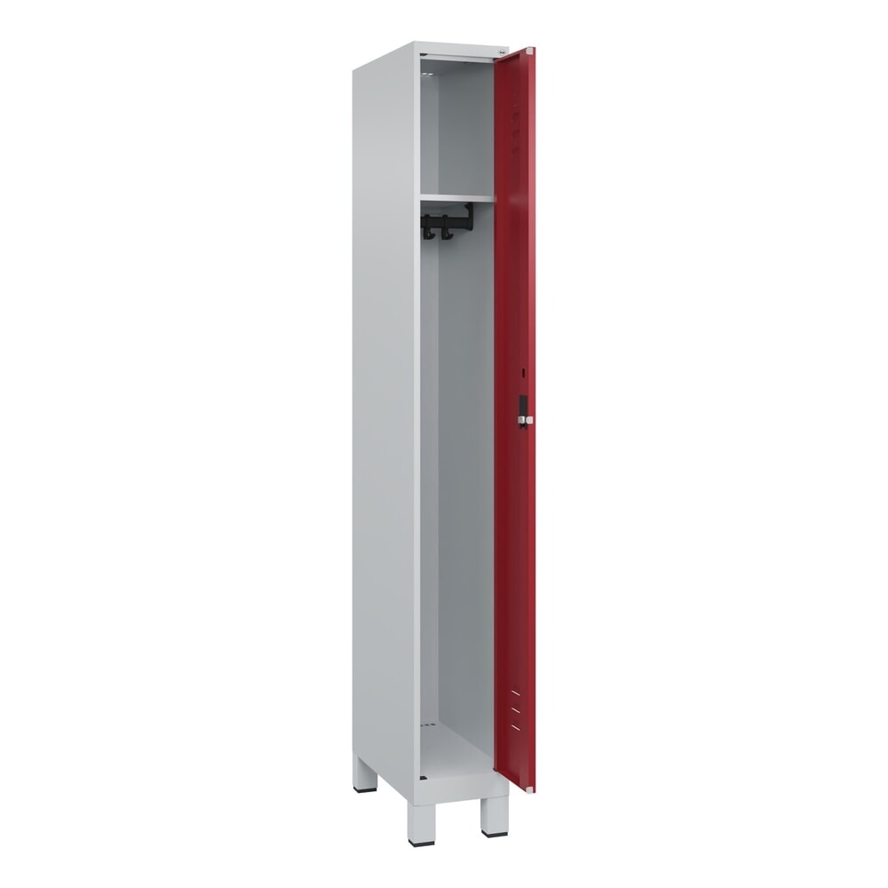 Produktabbildung Nr. 1: C+P Spind Classic PLUS, Füße, 1 Abteil, HxBxT 1.950 x 250 x 500 mm, lichtgrau, rubinrot, Zylinderschloss, ohne Mitteltrennwand