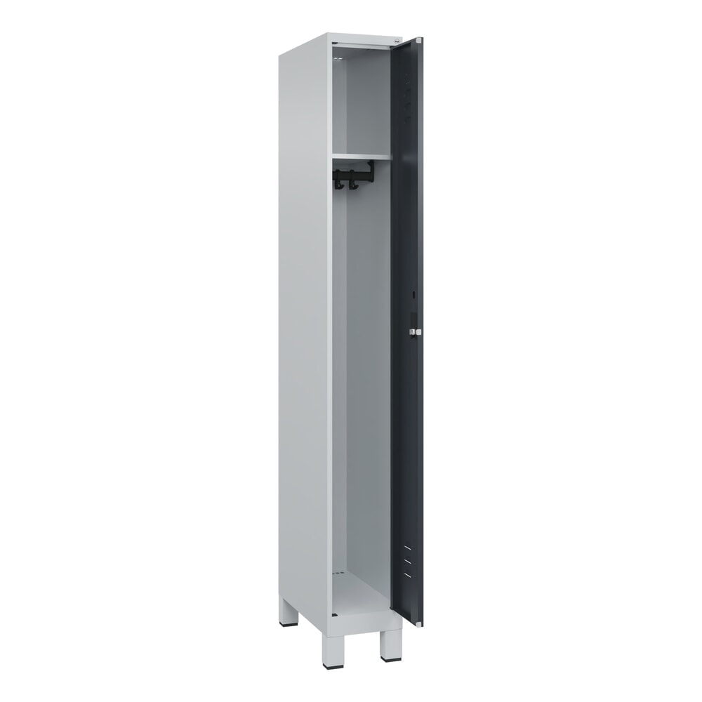 Produktabbildung Nr. 1: C+P Spind Classic PLUS, Füße, 1 Abteil, HxBxT 1.950 x 250 x 500 mm, lichtgrau, anthrazitgrau, Zylinderschloss, ohne Mitteltrennwand