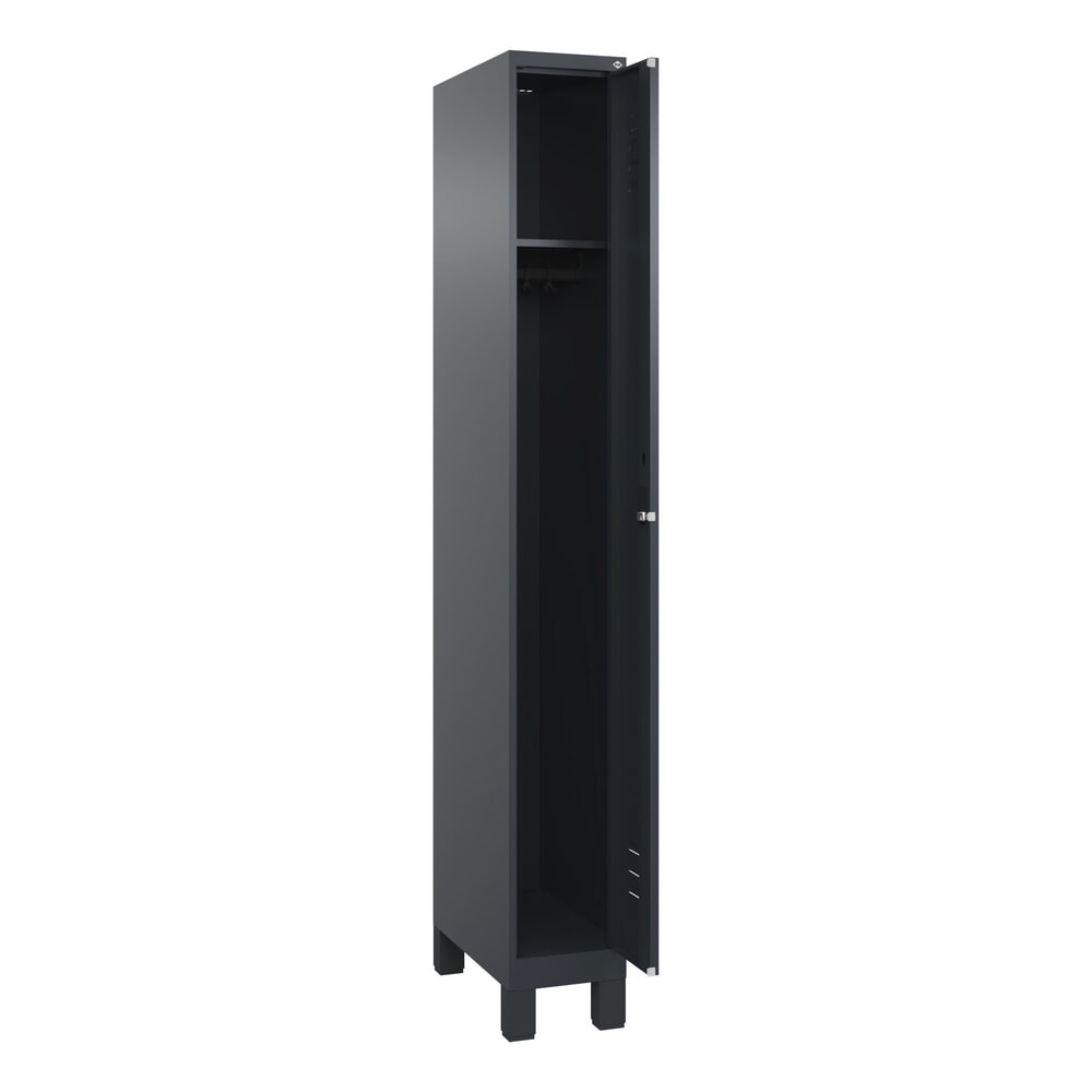 Produktabbildung Nr. 1: C+P Spind Classic PLUS, Füße, 1 Abteil, HxBxT 1.950 x 250 x 500 mm, anthrazitgrau, anthrazitgrau, Zylinderschloss, ohne Mitteltrennwand
