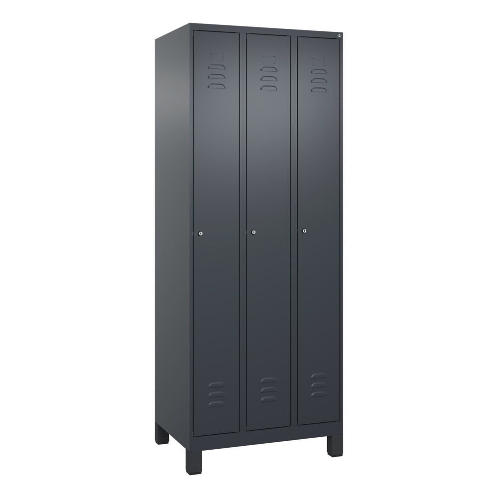Produktabbildung Nr. 9: C+P Spind Classic PLUS, Füße, 3 Abteile, HxBxT 1.950 x 750 x 500 mm, anthrazitgrau, anthrazitgrau, Zylinderschloss, ohne Mitteltrennwand