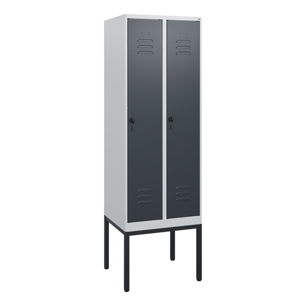 Produktabbildung: C+P Spind Classic PLUS, Gestell, 2 Abteile, HxBxT 1.950 x 600 x 500 mm, lichtgrau, anthrazitgrau, für Vorhängeschloss, ohne Mitteltrennwand
