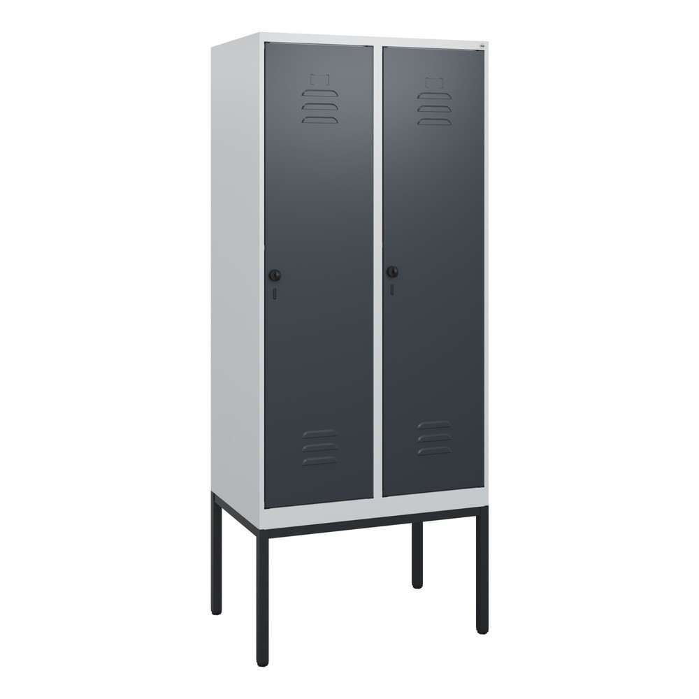 Produktabbildung: C+P Spind Classic PLUS, Gestell, 2 Abteile, HxBxT 1.950 x 800 x 500 mm, lichtgrau, anthrazitgrau, für Vorhängeschloss, ohne Mitteltrennwand