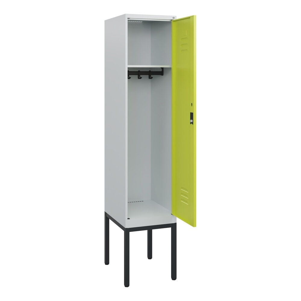 Produktabbildung: C+P Spind Classic PLUS, Gestell, 1 Abteil, HxBxT 1.950 x 400 x 500 mm, lichtgrau, clowngrün, für Vorhängeschloss, ohne Mitteltrennwand