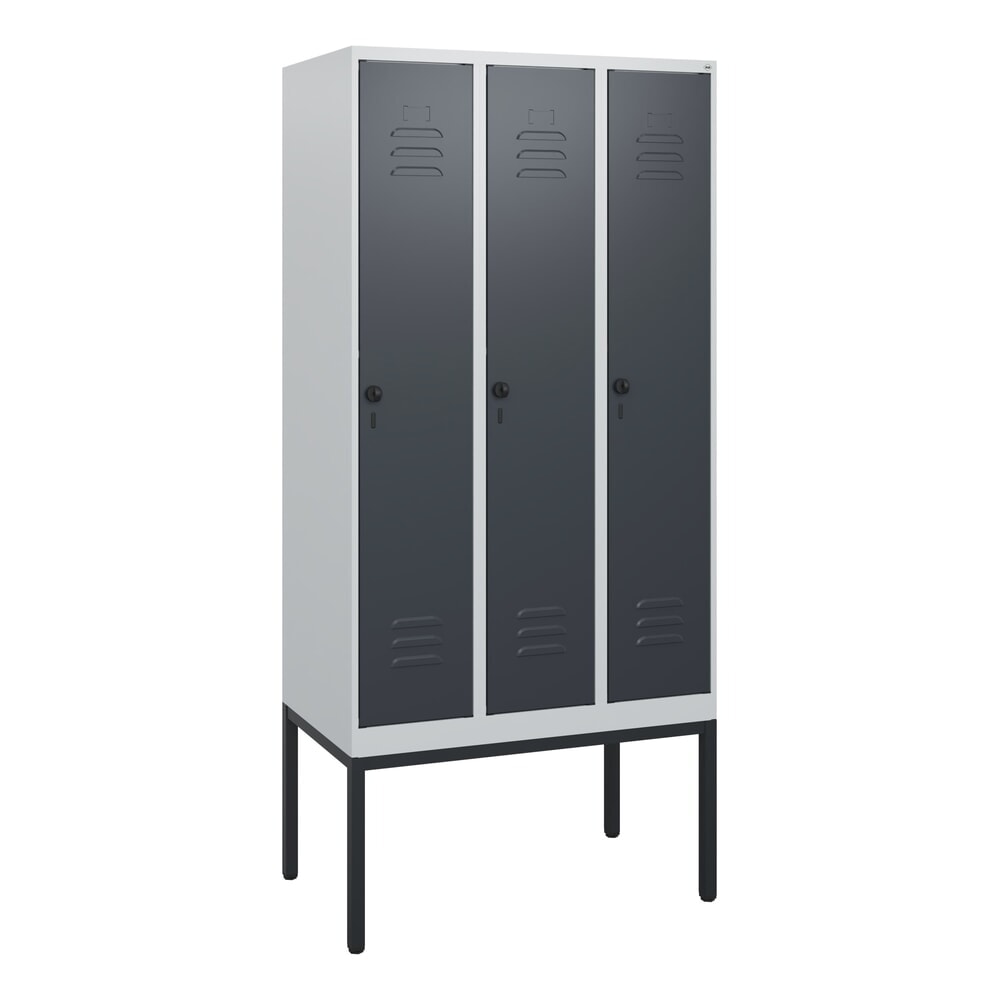Produktabbildung Nr. 9: C+P Spind Classic PLUS, Gestell, 3 Abteile, HxBxT 1.950 x 900 x 500 mm, lichtgrau, anthrazitgrau, für Vorhängeschloss, ohne Mitteltrennwand