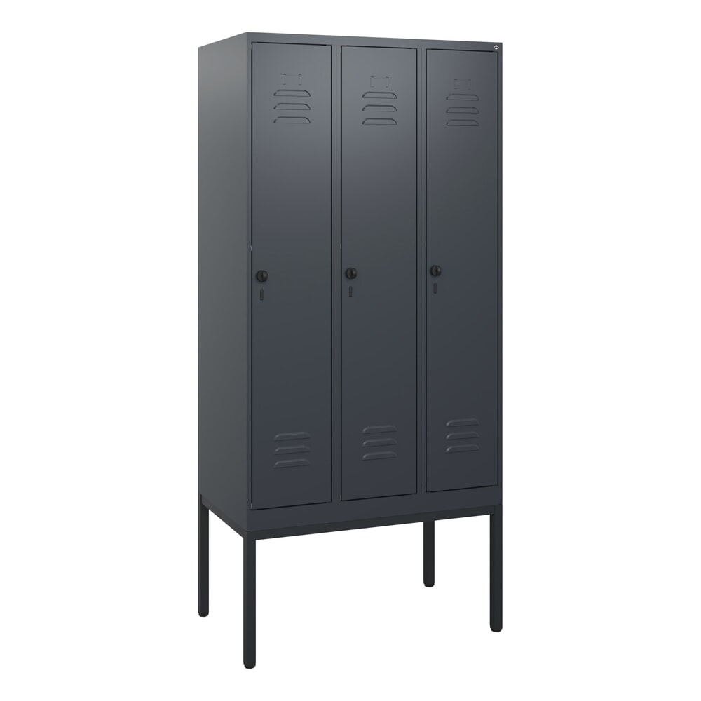 Produktabbildung Nr. 9: C+P Spind Classic PLUS, Gestell, 3 Abteile, HxBxT 1.950 x 900 x 500 mm, anthrazitgrau, anthrazitgrau, für Vorhängeschloss, ohne Mitteltrennwand