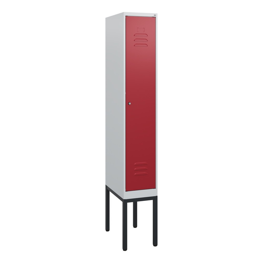 Produktabbildung: C+P Spind Classic PLUS, Gestell, 1 Abteil, HxBxT 1.950 x 300 x 500 mm, lichtgrau, rubinrot, Zylinderschloss, ohne Mitteltrennwand