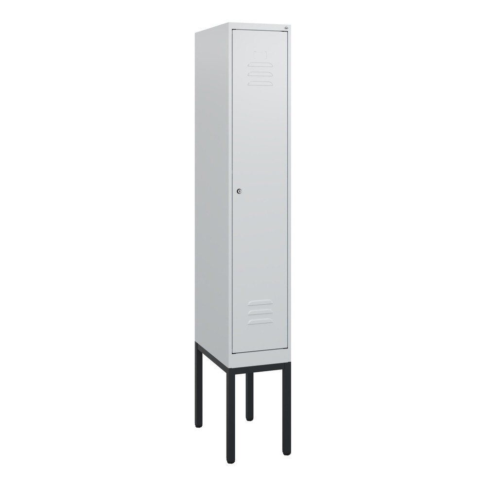 Produktabbildung: C+P Spind Classic PLUS, Gestell, 1 Abteil, HxBxT 1.950 x 300 x 500 mm, lichtgrau, lichtgrau, Zylinderschloss, ohne Mitteltrennwand