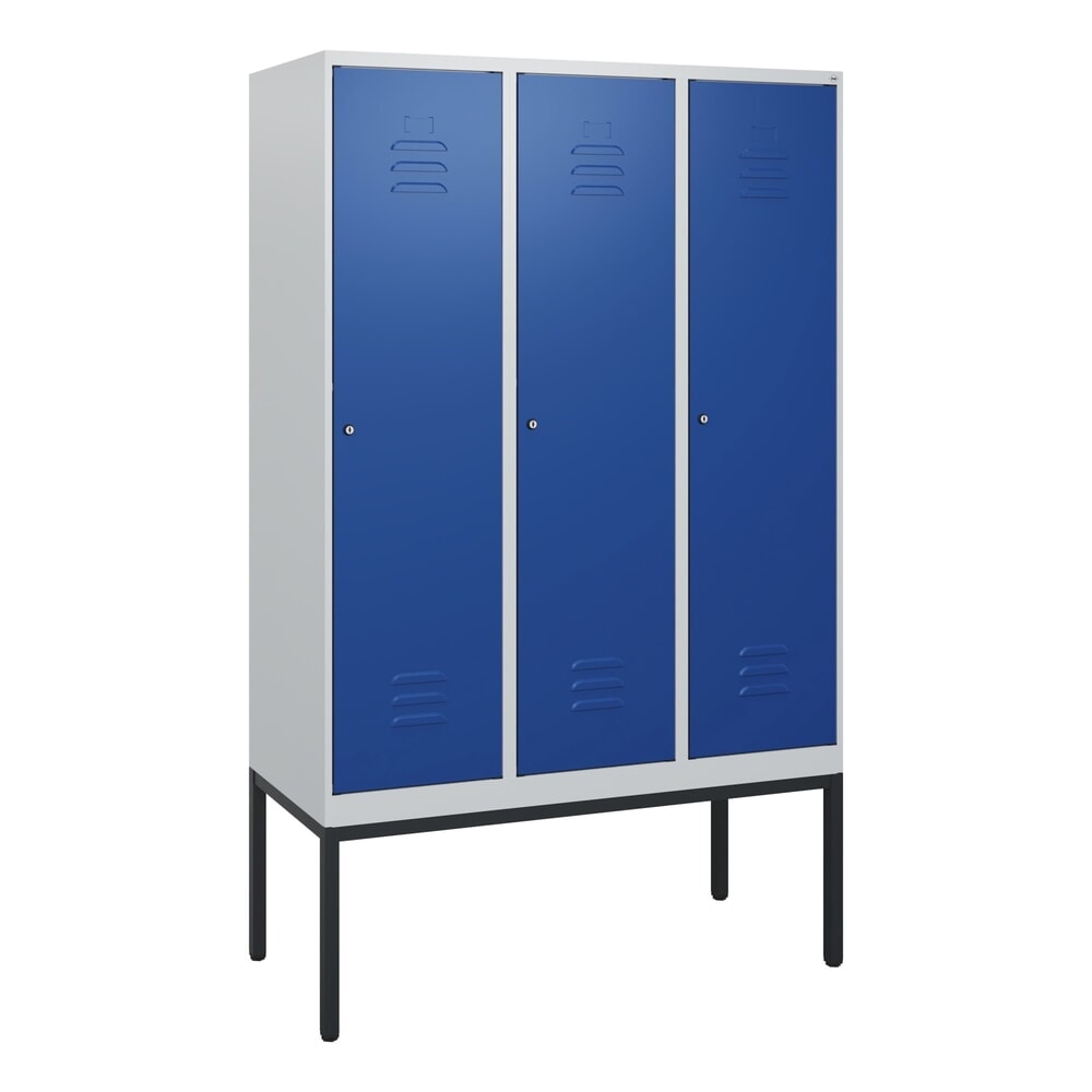 Produktabbildung Nr. 8: C+P Spind Classic PLUS, Gestell, 3 Abteile, HxBxT 1.950 x 1.200 x 500 mm, lichtgrau, enzianblau, Zylinderschloss, ohne Mitteltrennwand