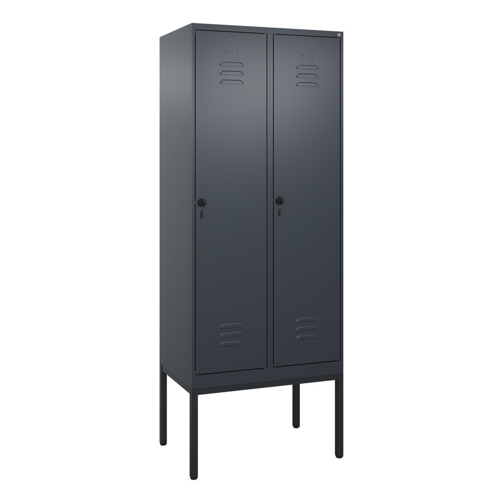 Produktabbildung: C+P Spind Classic PLUS, Gestell, 2 Abteile, HxBxT 2.120 x 800 x 500 mm, anthrazitgrau, anthrazitgrau, für Vorhängeschloss, mit Mitteltrennwand
