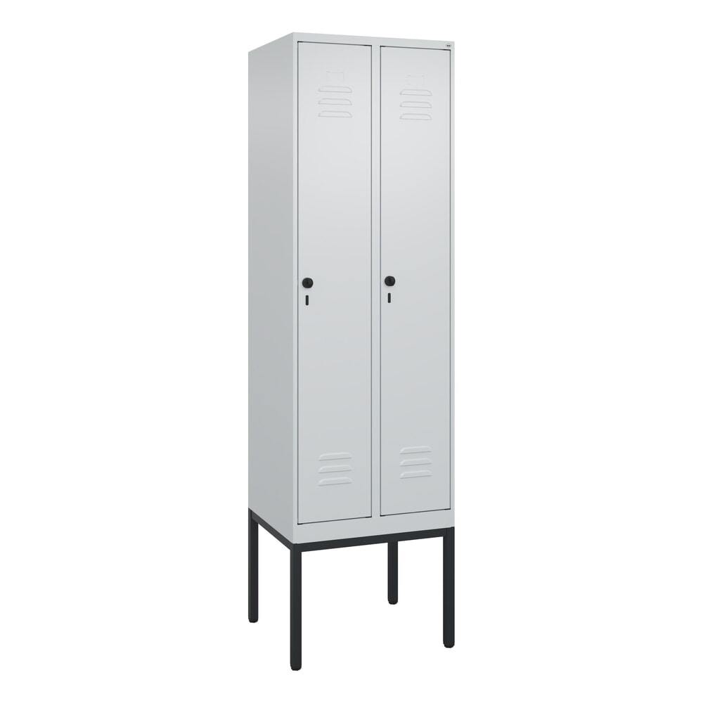 Produktabbildung Nr. 9: C+P Spind Classic PLUS, Gestell, 2 Abteile, HxBxT 2.120 x 600 x 500 mm, lichtgrau, lichtgrau, für Vorhängeschloss, mit Mitteltrennwand