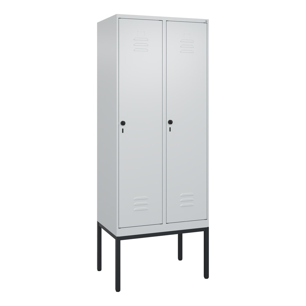 Produktabbildung Nr. 9: C+P Spind Classic PLUS, Gestell, 2 Abteile, HxBxT 2.120 x 800 x 500 mm, lichtgrau, lichtgrau, für Vorhängeschloss, mit Mitteltrennwand