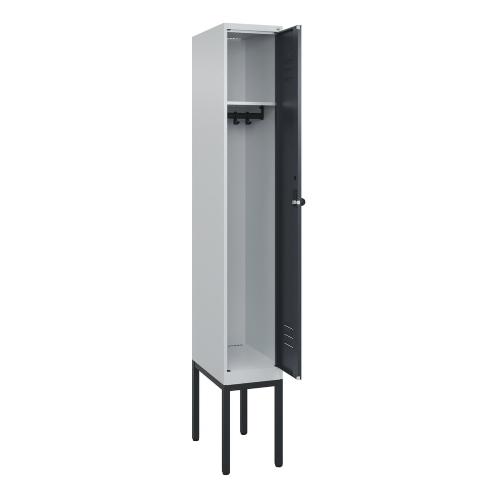 C+P Spind Classic PLUS, Gestell, 1 Abteil, HxBxT 2.120 x 300 x 500 mm, lichtgrau, anthrazitgrau, für Vorhängeschloss, ohne Mitteltrennwand Produktabbildung: C+P Spind Classic PLUS, Gestell, 1 Abteil, HxBxT 2.120 x 300 x 500 mm, lichtgrau, anthrazitgrau, für Vorhängeschloss, ohne Mitteltrennwand