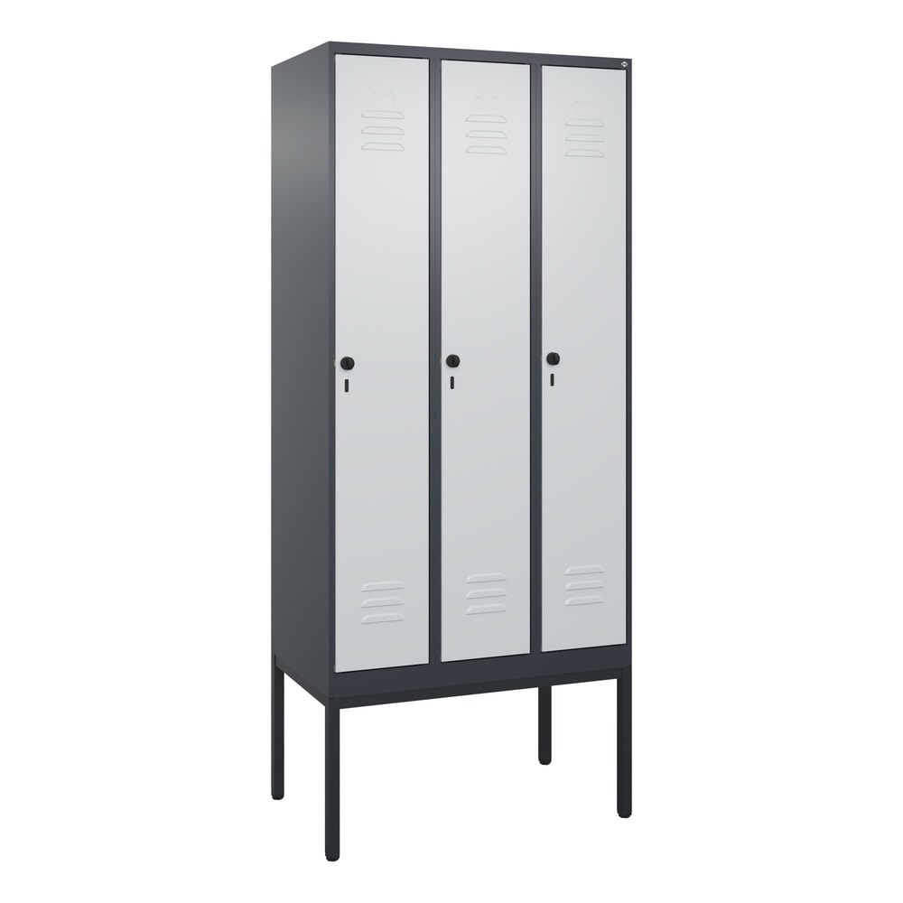 Produktabbildung Nr. 9: C+P Spind Classic PLUS, Gestell, 3 Abteile, HxBxT 2.120 x 900 x 500 mm, anthrazitgrau, lichtgrau, für Vorhängeschloss, ohne Mitteltrennwand