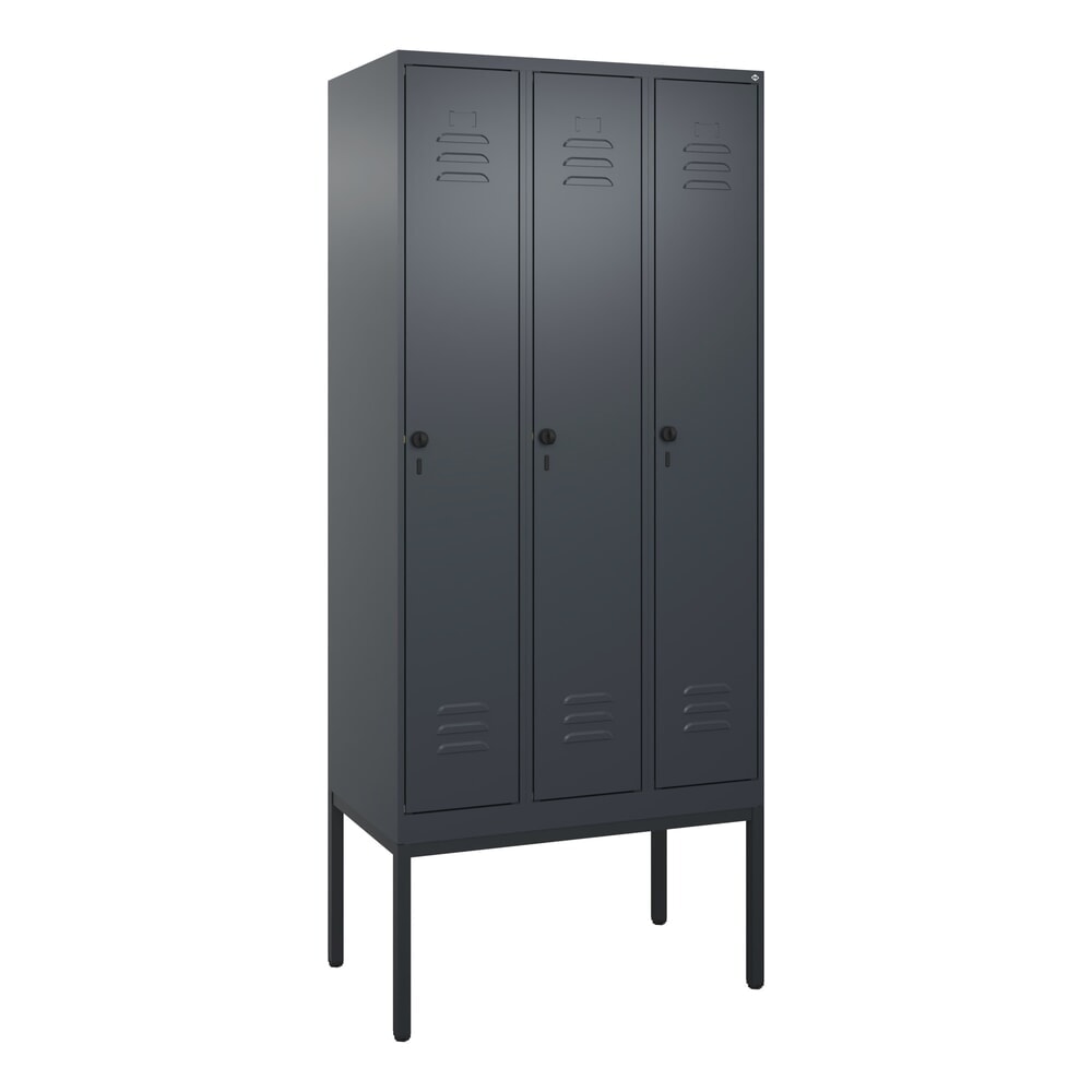 Produktabbildung Nr. 9: C+P Spind Classic PLUS, Gestell, 3 Abteile, HxBxT 2.120 x 900 x 500 mm, anthrazitgrau, anthrazitgrau, für Vorhängeschloss, ohne Mitteltrennwand