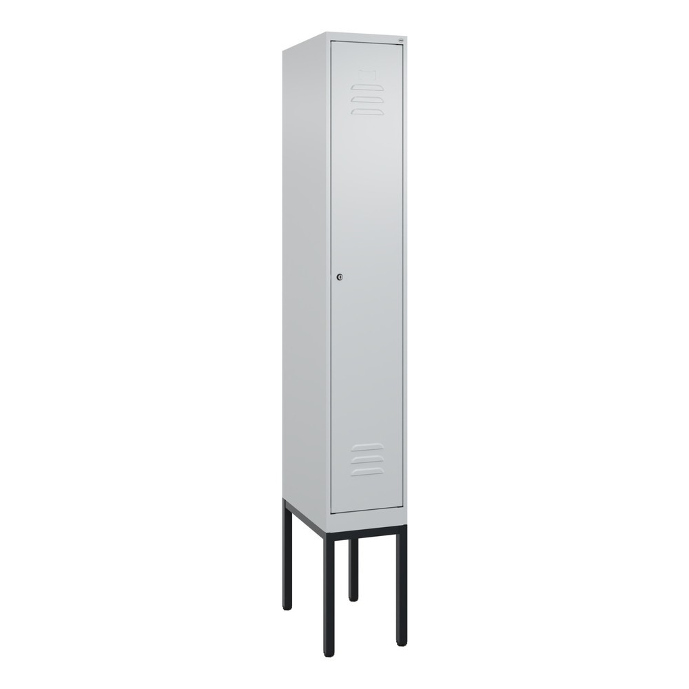 Produktabbildung: C+P Spind Classic PLUS, Gestell, 1 Abteil, HxBxT 2.120 x 300 x 500 mm, lichtgrau, lichtgrau, Zylinderschloss, mit Mitteltrennwand