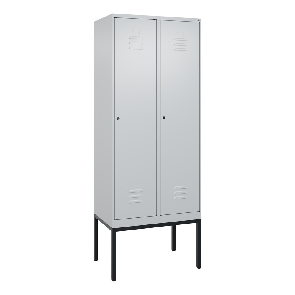 Produktabbildung: C+P Spind Classic PLUS, Gestell, 2 Abteile, HxBxT 2.120 x 800 x 500 mm, lichtgrau, lichtgrau, Zylinderschloss, mit Mitteltrennwand