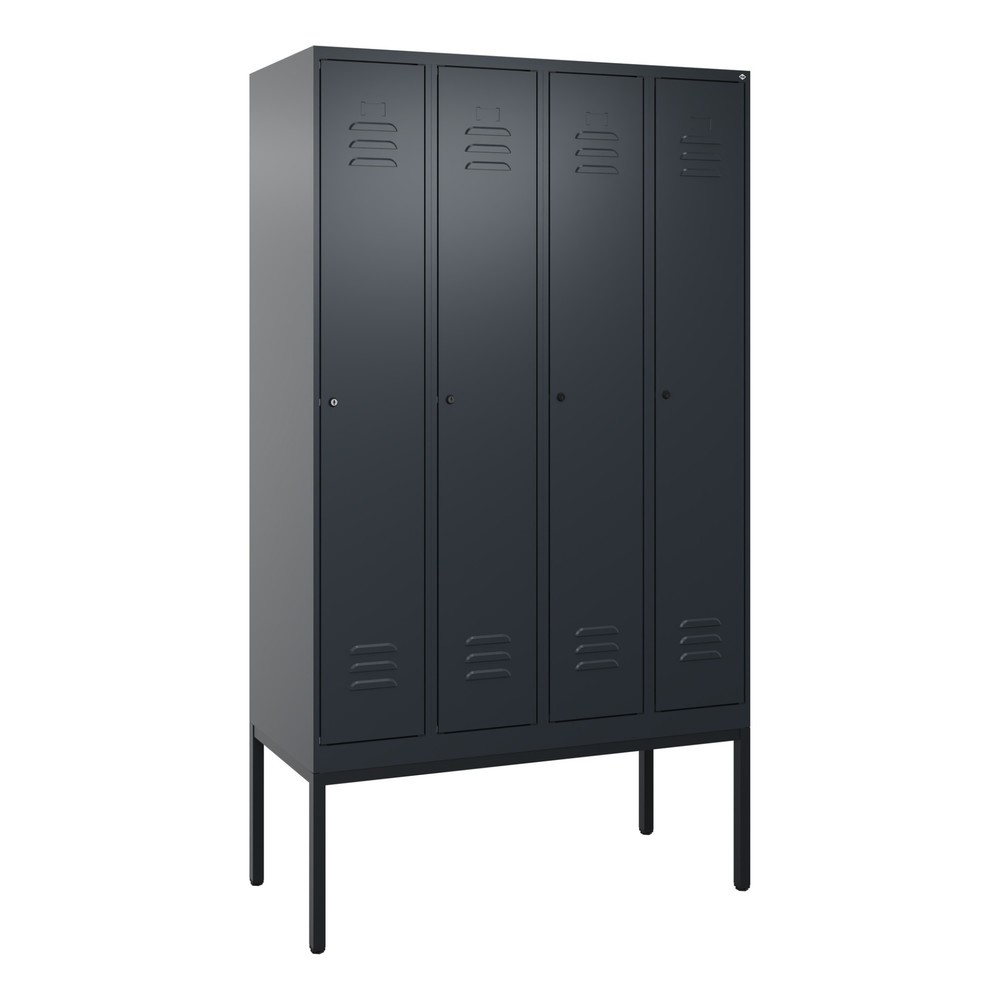 Produktabbildung: C+P Spind Classic PLUS, Gestell, 4 Abteile, HxBxT 2.120 x 1.200 x 500 mm, anthrazitgrau, anthrazitgrau, Zylinderschloss, mit Mitteltrennwand