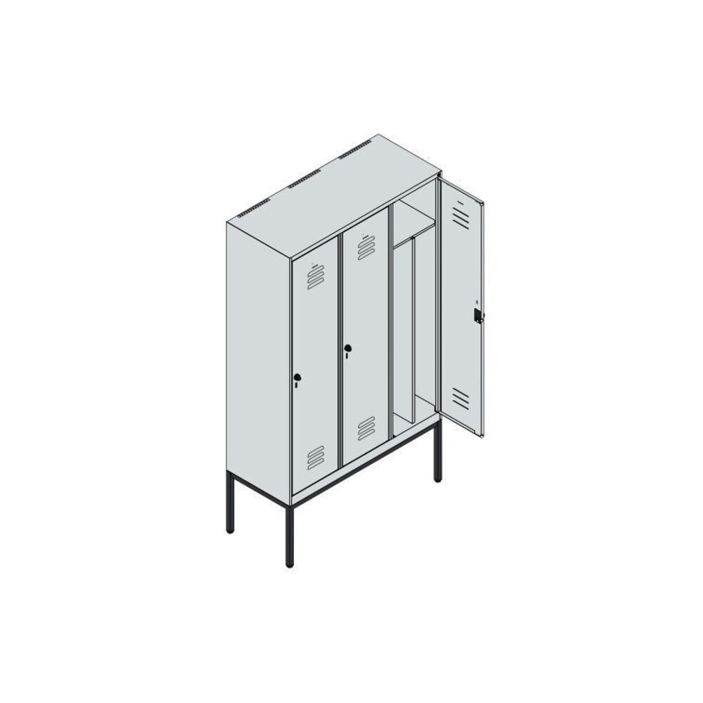 Produktabbildung Nr. 8: C+P Spind Classic PLUS, Gestell, 3 Abteile, HxBxT 2.120 x 1.200 x 500 mm, lichtgrau, lichtblau, für Vorhängeschloss, mit Mitteltrennwand