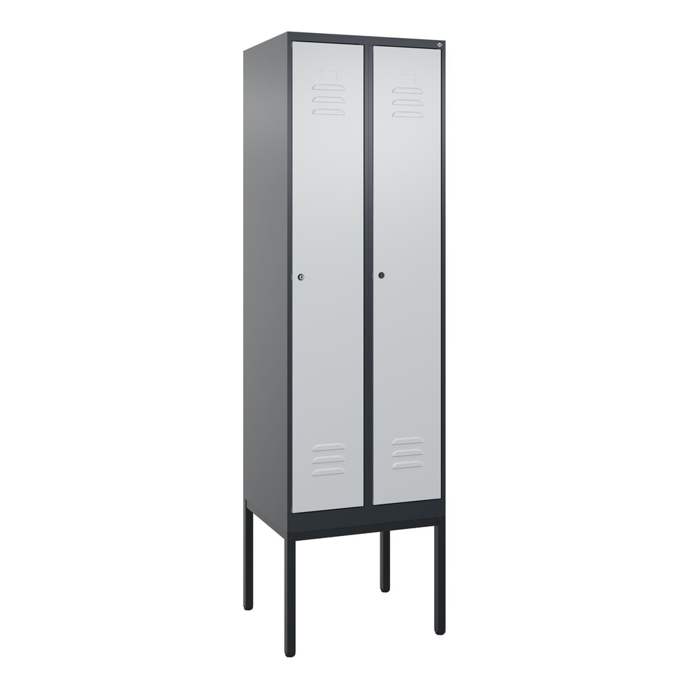 Produktabbildung Nr. 9: C+P Spind Classic PLUS, Gestell, 2 Abteile, HxBxT 2.120 x 600 x 500 mm, anthrazitgrau, lichtgrau, Zylinderschloss, mit Mitteltrennwand