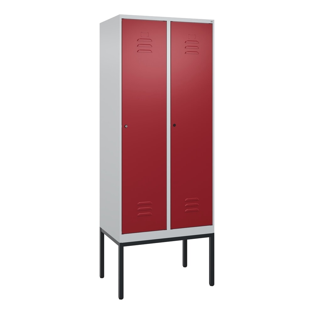 Produktabbildung Nr. 9: C+P Spind Classic PLUS, Gestell, 2 Abteile, HxBxT 2.120 x 800 x 500 mm, lichtgrau, rubinrot, Zylinderschloss, mit Mitteltrennwand