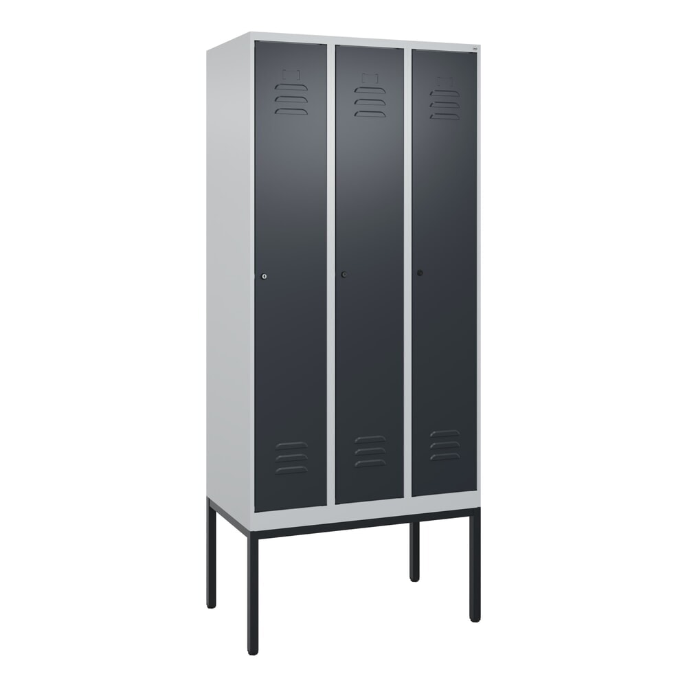 Produktabbildung Nr. 9: C+P Spind Classic PLUS, Gestell, 3 Abteile, HxBxT 2.120 x 900 x 500 mm, lichtgrau, anthrazitgrau, Zylinderschloss, mit Mitteltrennwand