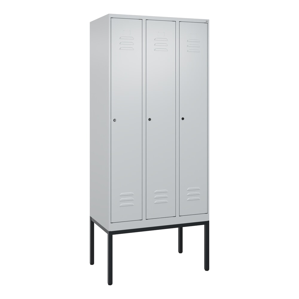 Produktabbildung Nr. 9: C+P Spind Classic PLUS, Gestell, 3 Abteile, HxBxT 2.120 x 900 x 500 mm, lichtgrau, lichtgrau, Zylinderschloss, mit Mitteltrennwand