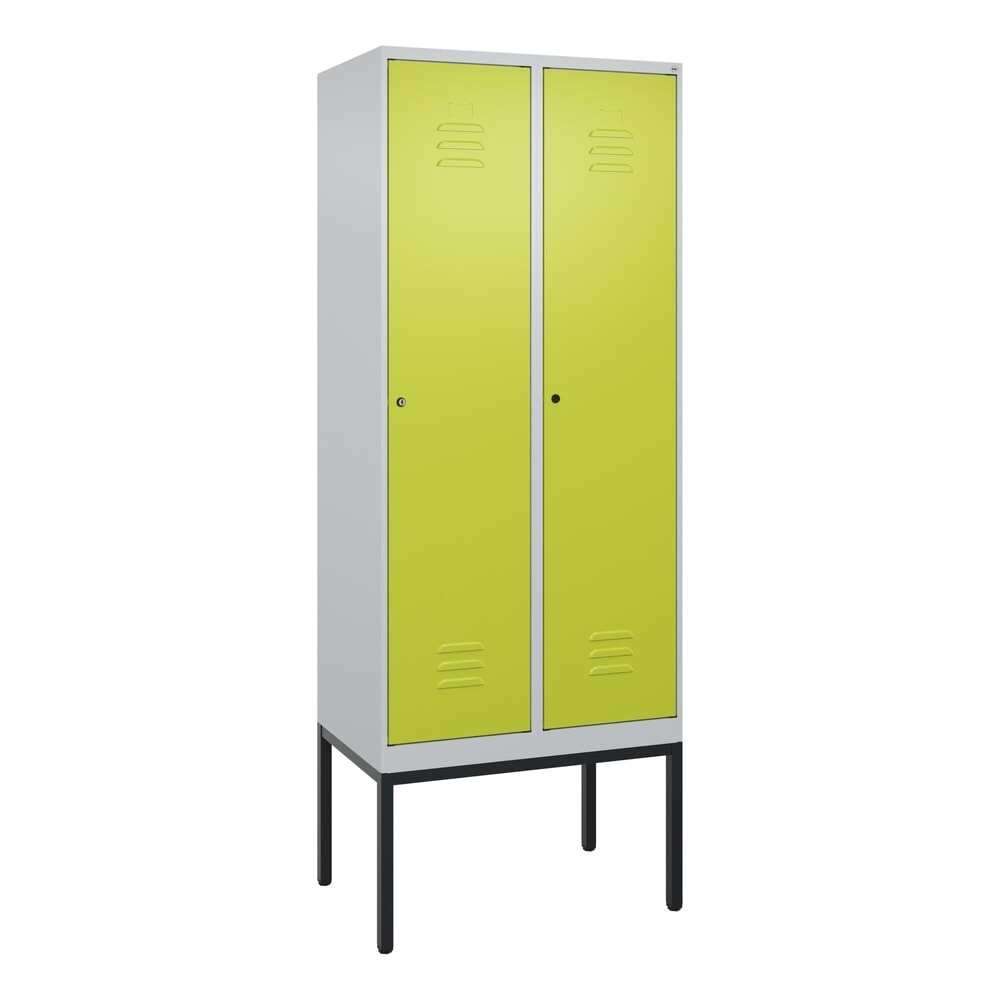 Produktabbildung Nr. 9: C+P Spind Classic PLUS, Gestell, 2 Abteile, HxBxT 2.120 x 800 x 500 mm, lichtgrau, clowngrün, Zylinderschloss, mit Mitteltrennwand