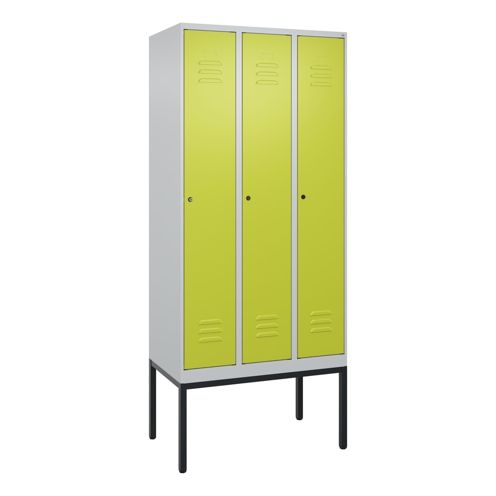 Produktabbildung Nr. 9: C+P Spind Classic PLUS, Gestell, 3 Abteile, HxBxT 2.120 x 900 x 500 mm, lichtgrau, clowngrün, Zylinderschloss, mit Mitteltrennwand