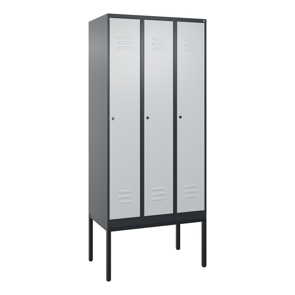 Produktabbildung Nr. 9: C+P Spind Classic PLUS, Gestell, 3 Abteile, HxBxT 2.120 x 900 x 500 mm, anthrazitgrau, lichtgrau, Zylinderschloss, mit Mitteltrennwand