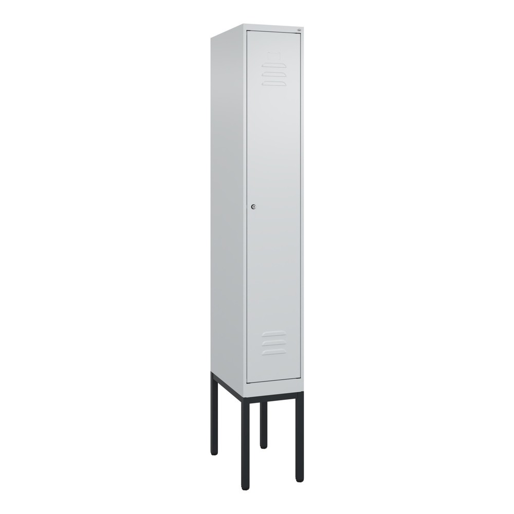 Produktabbildung: C+P Spind Classic PLUS, Gestell, 1 Abteil, HxBxT 2.120 x 300 x 500 mm, lichtgrau, lichtgrau, Zylinderschloss, ohne Mitteltrennwand