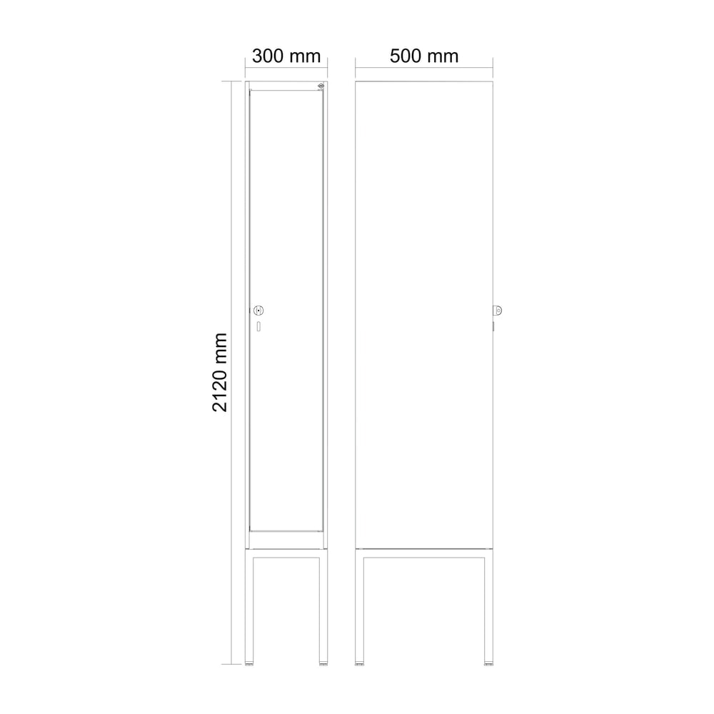 C+P Spind Classic PLUS, Gestell, 1 Abteil, HxBxT 2.120 x 300 x 500 mm, lichtgrau, lichtblau, Zylinderschloss, ohne Mitteltrennwand Produktabbildung Nr. 8: C+P Spind Classic PLUS, Gestell, 1 Abteil, HxBxT 2.120 x 300 x 500 mm, lichtgrau, lichtblau, Zylinderschloss, ohne Mitteltrennwand