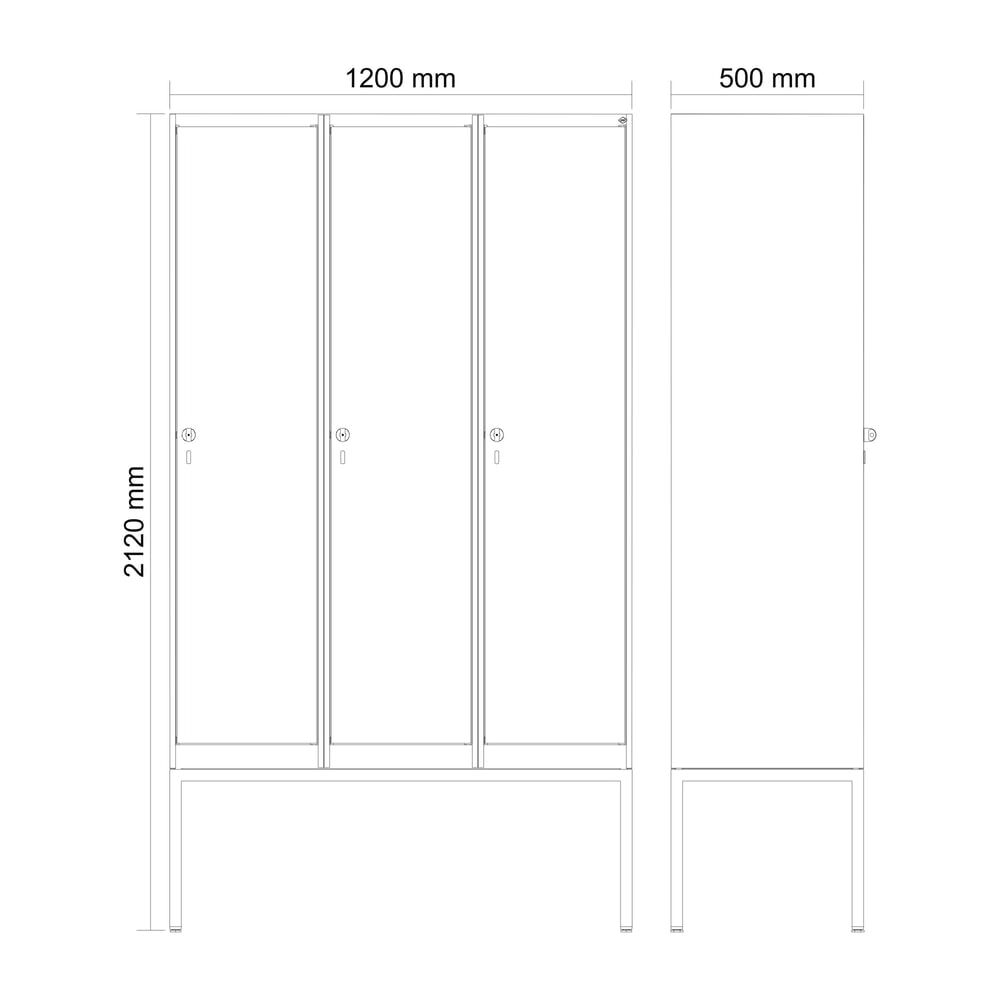 Produktabbildung Nr. 8: C+P Spind Classic PLUS, Gestell, 3 Abteile, HxBxT 2.120 x 1.200 x 500 mm, anthrazitgrau, anthrazitgrau, für Vorhängeschloss, ohne Mitteltrennwand