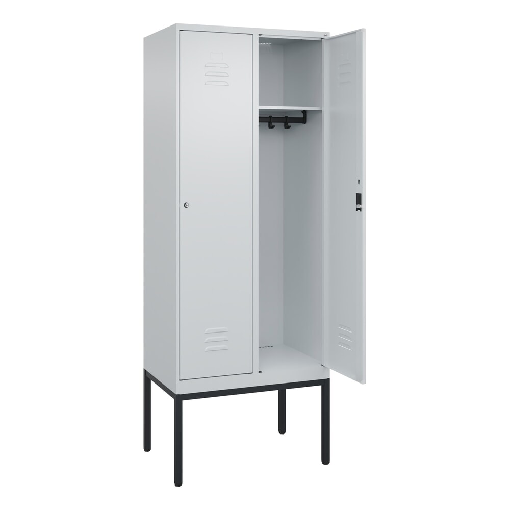 Produktabbildung: C+P Spind Classic PLUS, Gestell, 2 Abteile, HxBxT 2.120 x 800 x 500 mm, lichtgrau, lichtgrau, Zylinderschloss, ohne Mitteltrennwand