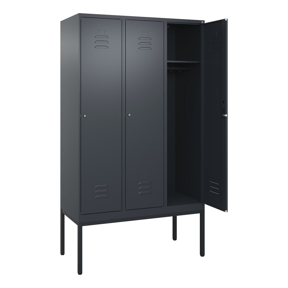 Produktabbildung: C+P Spind Classic PLUS, Gestell, 3 Abteile, HxBxT 2.120 x 1.200 x 500 mm, anthrazitgrau, anthrazitgrau, Zylinderschloss, ohne Mitteltrennwand