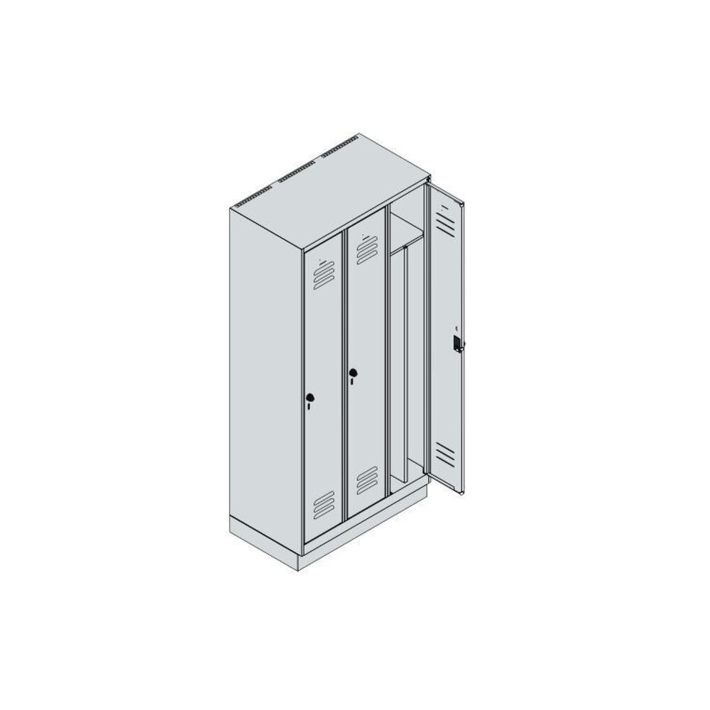 C+P Spind Classic PLUS, Sockel, 3 Abteile, HxBxT 1.950 x 900 x 500 mm, lichtgrau, lichtblau, Zylinderschloss, mit Mitteltrennwand Produktabbildung Nr. 8: C+P Spind Classic PLUS, Sockel, 3 Abteile, HxBxT 1.950 x 900 x 500 mm, lichtgrau, lichtblau, Zylinderschloss, mit Mitteltrennwand