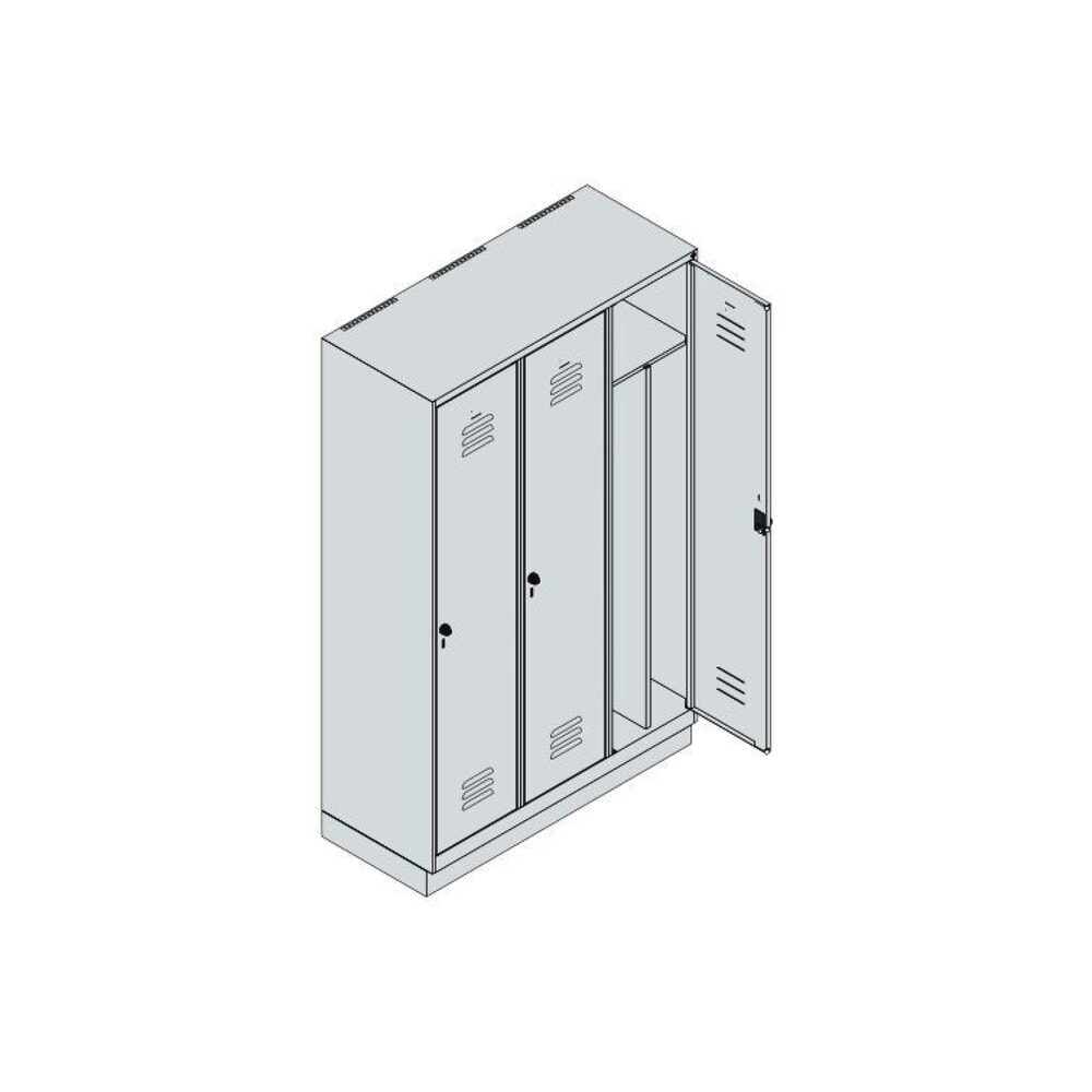 Produktabbildung Nr. 7: C+P Spind Classic PLUS, Sockel, 3 Abteile, HxBxT 1.950 x 1.200 x 500 mm, lichtgrau, lichtblau, für Vorhängeschloss, mit Mitteltrennwand