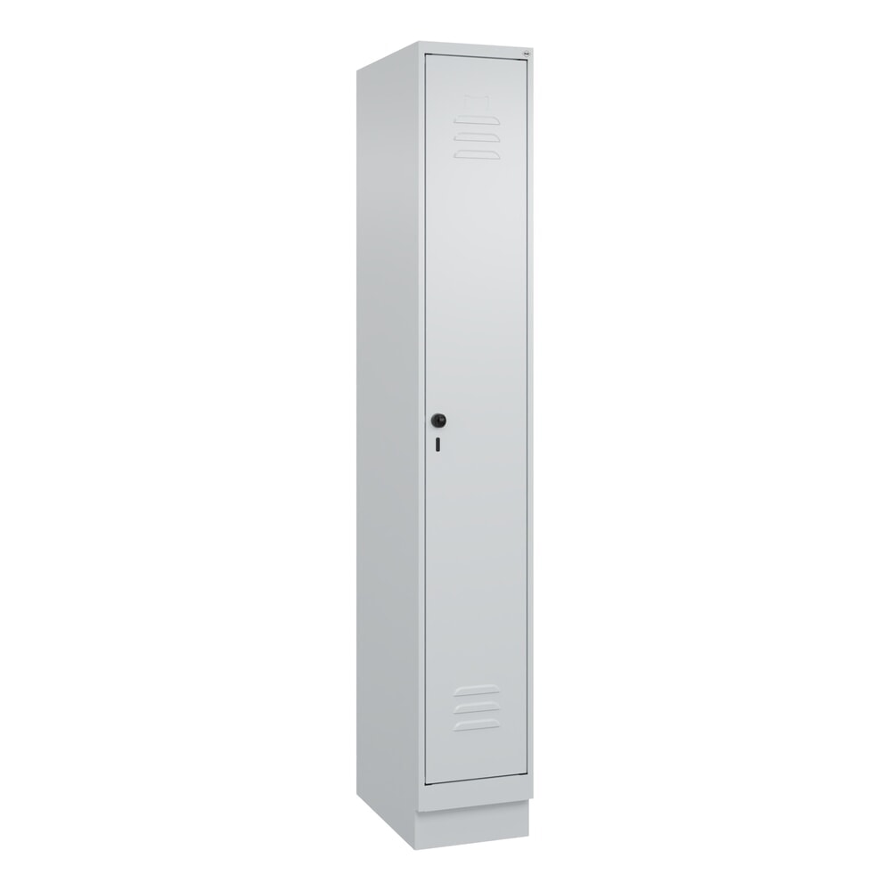 Produktabbildung Nr. 9: C+P Spind Classic PLUS, Sockel, 1 Abteil, HxBxT 1.950 x 300 x 500 mm, lichtgrau, lichtgrau, für Vorhängeschloss, mit Mitteltrennwand