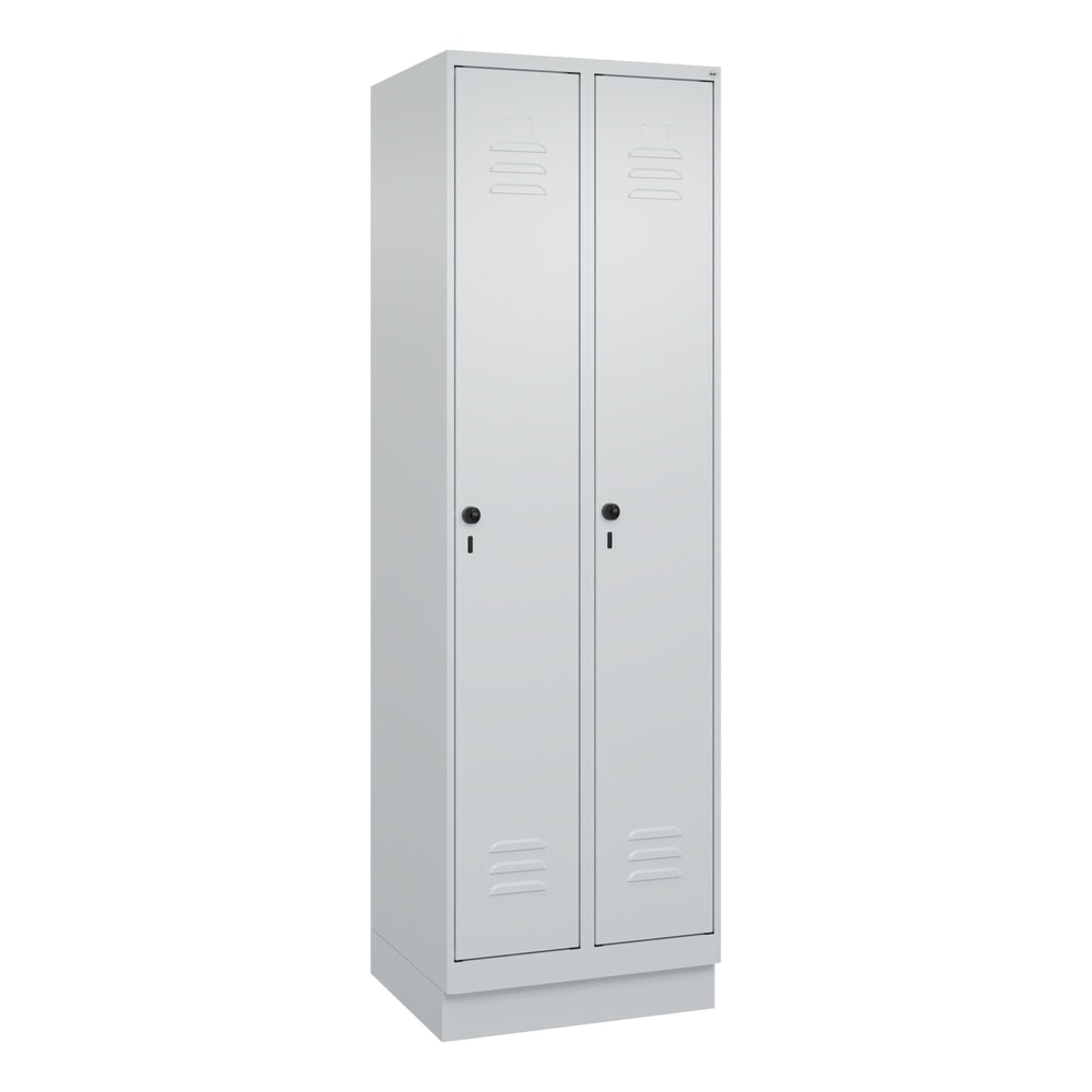 Produktabbildung Nr. 9: C+P Spind Classic PLUS, Sockel, 2 Abteile, HxBxT 1.950 x 600 x 500 mm, lichtgrau, lichtgrau, für Vorhängeschloss, mit Mitteltrennwand