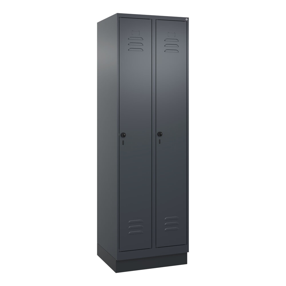 Produktabbildung Nr. 9: C+P Spind Classic PLUS, Sockel, 2 Abteile, HxBxT 1.950 x 600 x 500 mm, anthrazitgrau, anthrazitgrau, für Vorhängeschloss, mit Mitteltrennwand