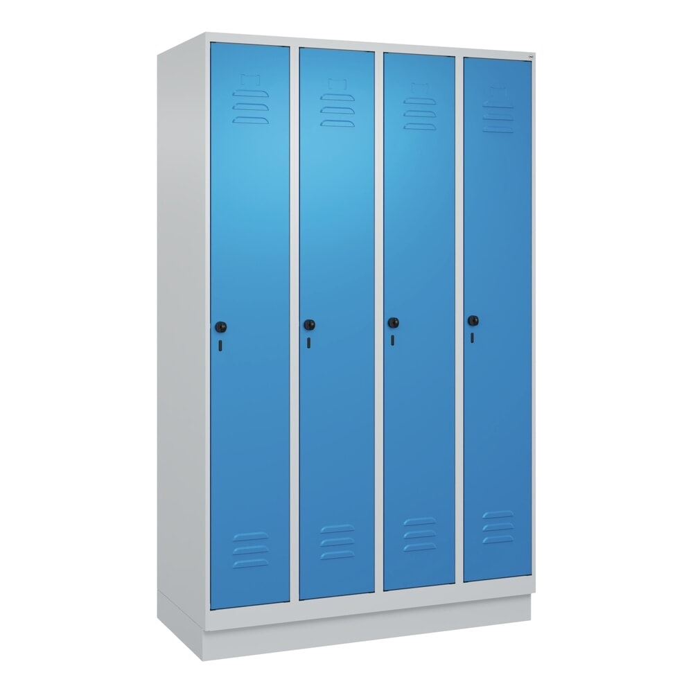 Produktabbildung Nr. 9: C+P Spind Classic PLUS, Sockel, 4 Abteile, HxBxT 1.950 x 1.200 x 500 mm, lichtgrau, lichtblau, für Vorhängeschloss, mit Mitteltrennwand