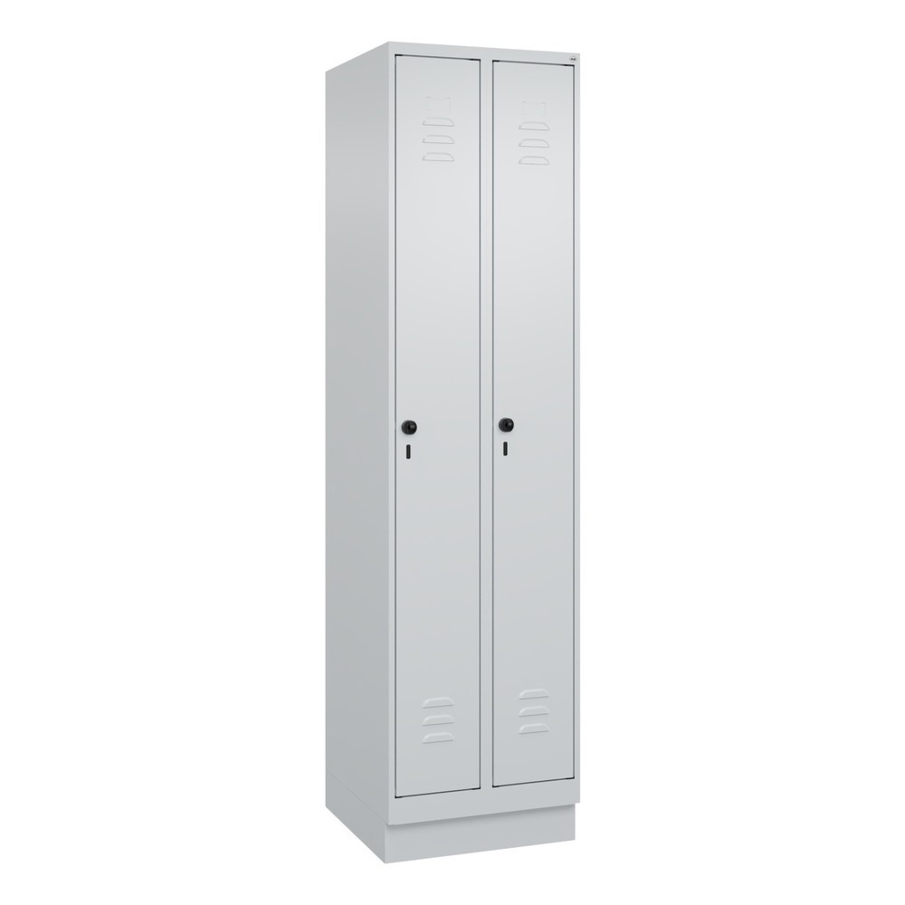 Produktabbildung: C+P Spind Classic PLUS, Sockel, 2 Abteile, HxBxT 1.950 x 500 x 500 mm, lichtgrau, lichtgrau, für Vorhängeschloss, ohne Mitteltrennwand