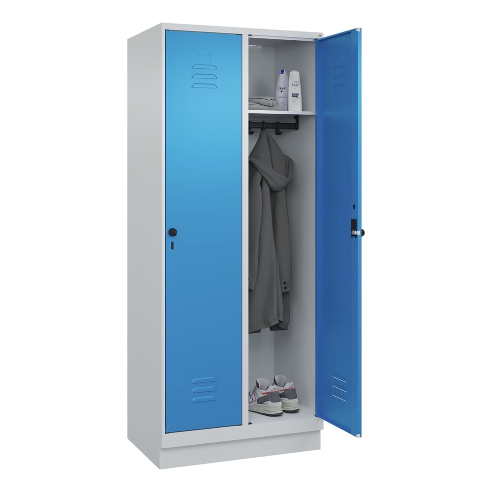 Produktabbildung Nr. 10: C+P Spind Classic PLUS, Sockel, 2 Abteile, HxBxT 1.950 x 800 x 500 mm, lichtgrau, lichtblau, für Vorhängeschloss, ohne Mitteltrennwand