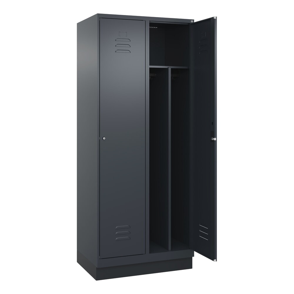 Produktabbildung: C+P Spind Classic PLUS, Sockel, 2 Abteile, HxBxT 1.950 x 800 x 500 mm, anthrazitgrau, anthrazitgrau, Zylinderschloss, mit Mitteltrennwand